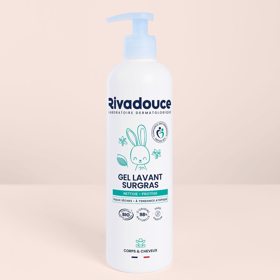 Gel Lavant Surgras Bébé 500ml - Sans parfum - Peaux sèches - Certifié bio et 98% d'ingrédients naturels - Rivadouce (rivadouce) - Couverture