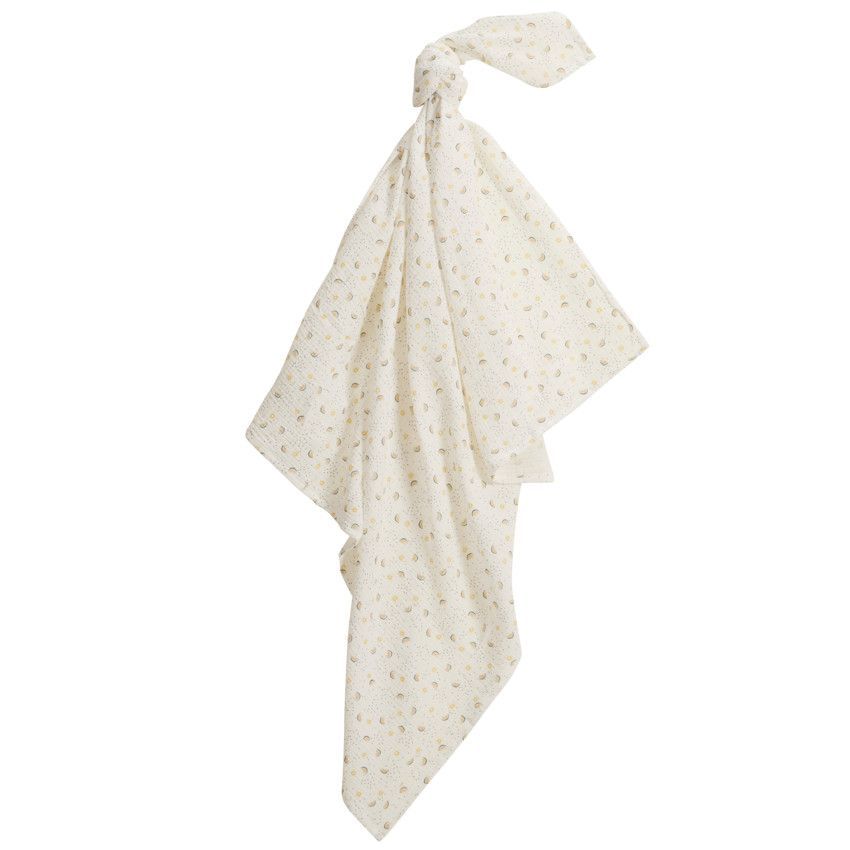 Lange en gaze de coton 100 x 100 cm imprimé arcs-en-ciel - Ecru (Prémaman) - Couverture