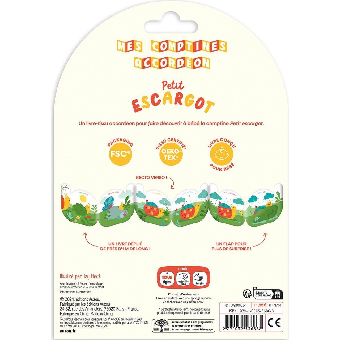 Livre en tissu Comptines accordéon - Petit escargot (Auzou Editions) - Image 2