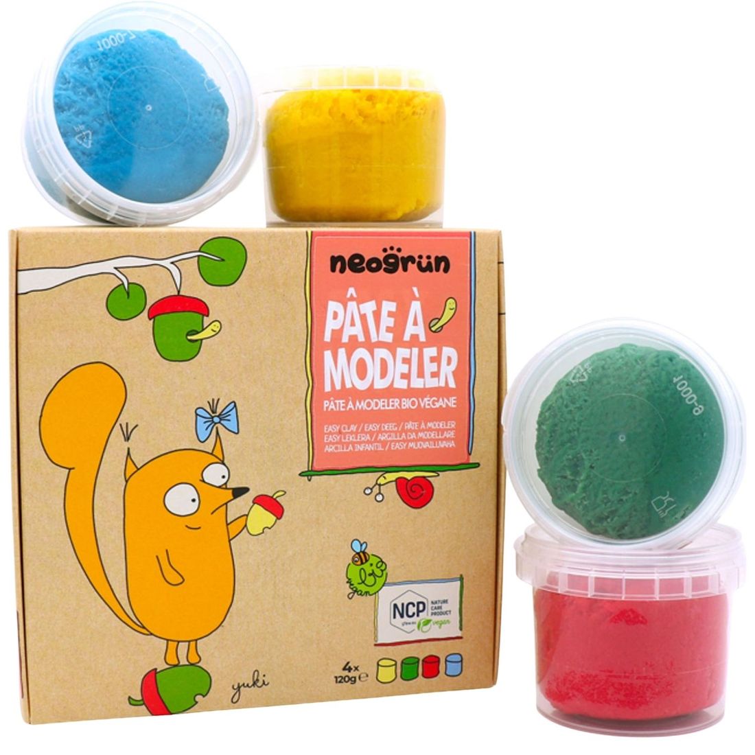 Neogrün - Coffret Yuki pâte à modeler naturelle et vegan (assort. 4 pots)