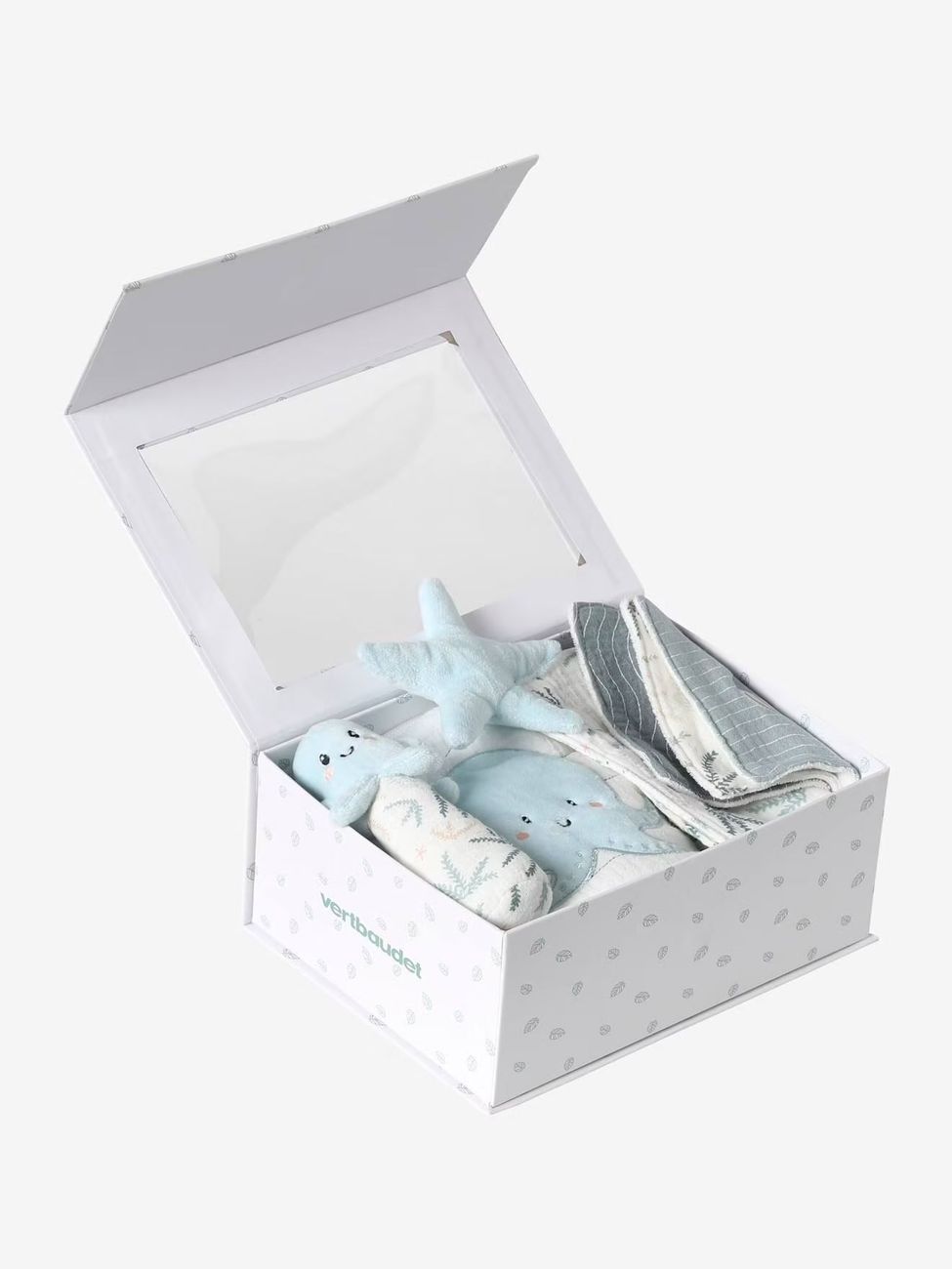 Coffret cadeau naissance SOUS L'OCÉAN bleu grisé (Vertbaudet) - Couverture