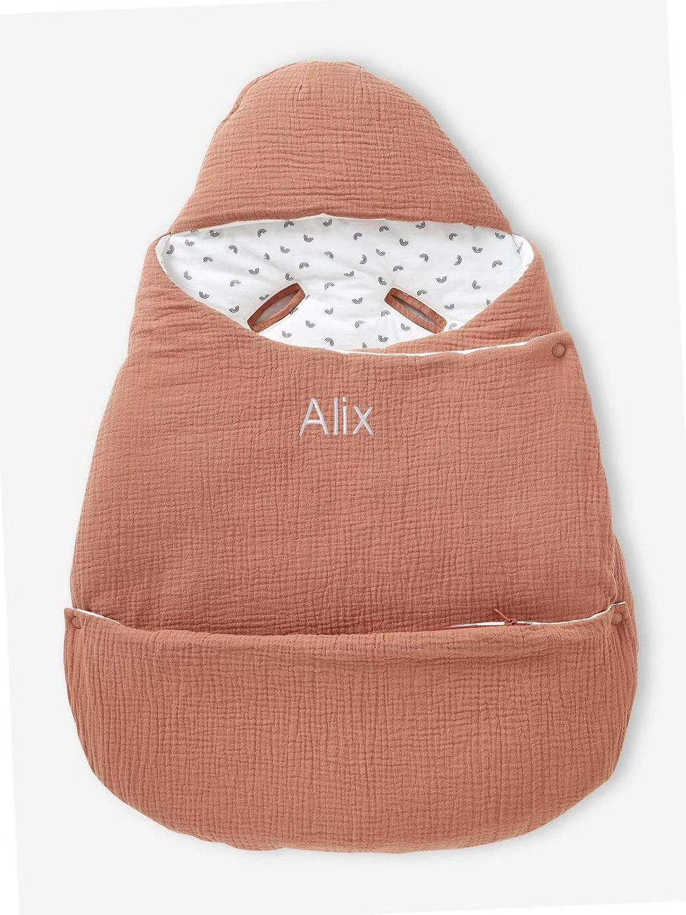 Nid d'ange transformable en gaze de coton terracotta (Vertbaudet) - Couverture