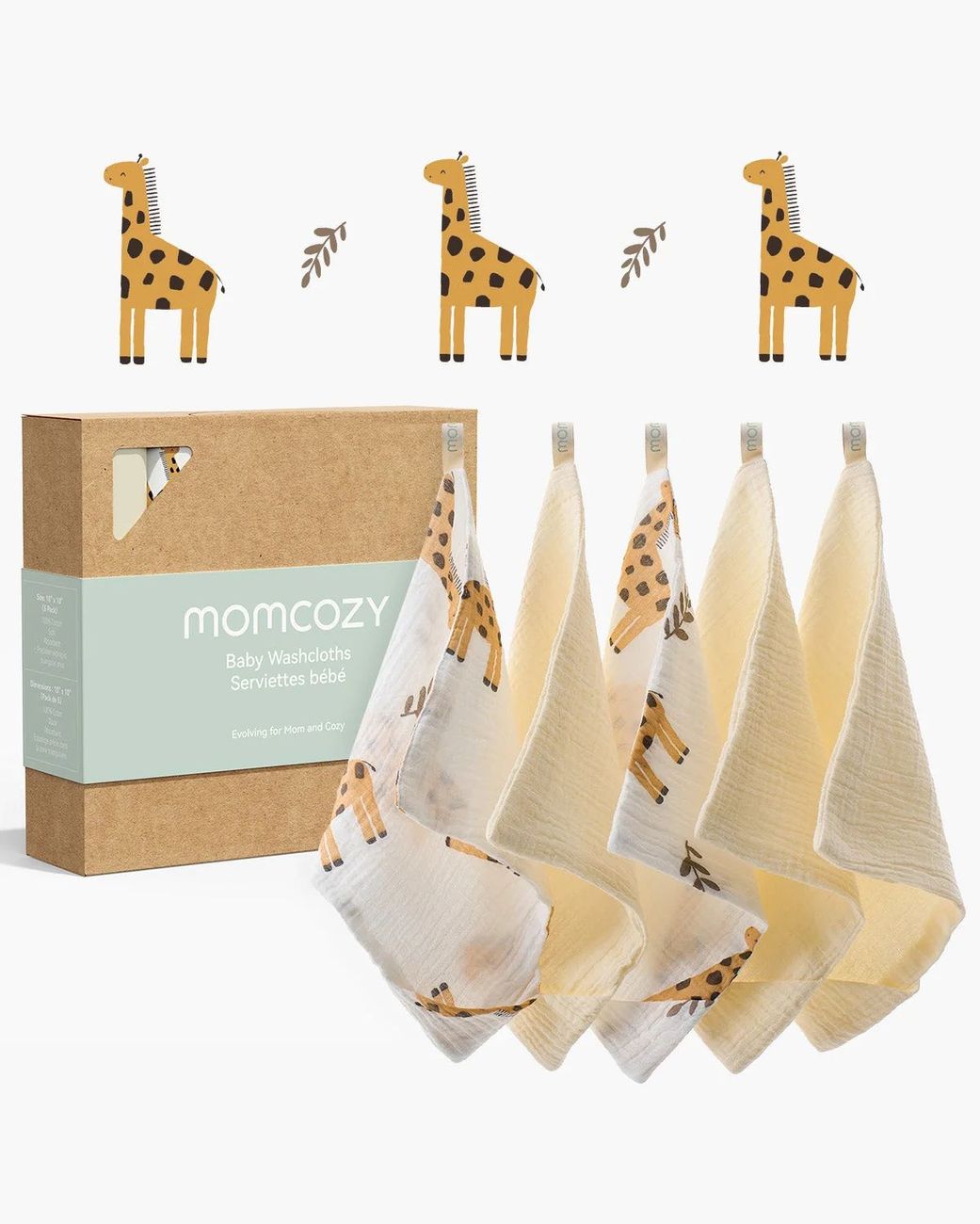 Lingettes pour bébé Momcozy – Coton doux 4 couches, adaptées aux nouveau-nés (Momcozy) - Image 1