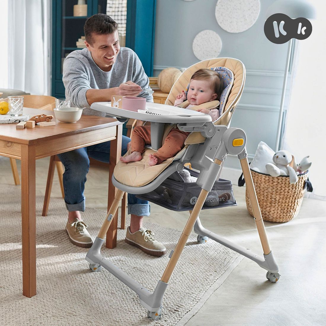 Chaise haute LASTREE rose (Kinderkraft) - Image 2