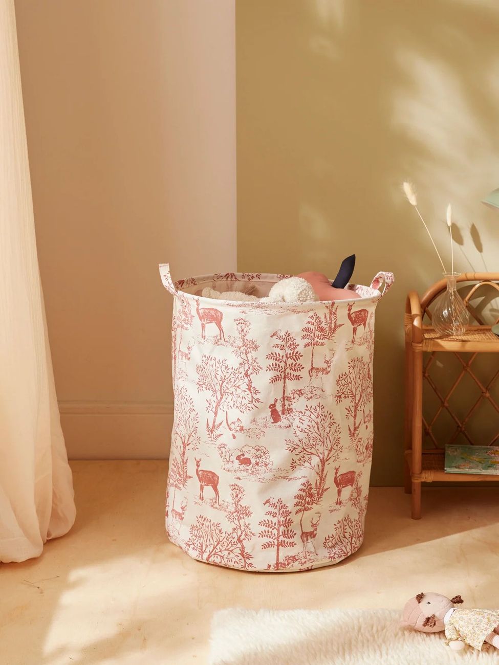 Bac de rangement rond esprit toile de Jouy (Cyrillus) - Couverture