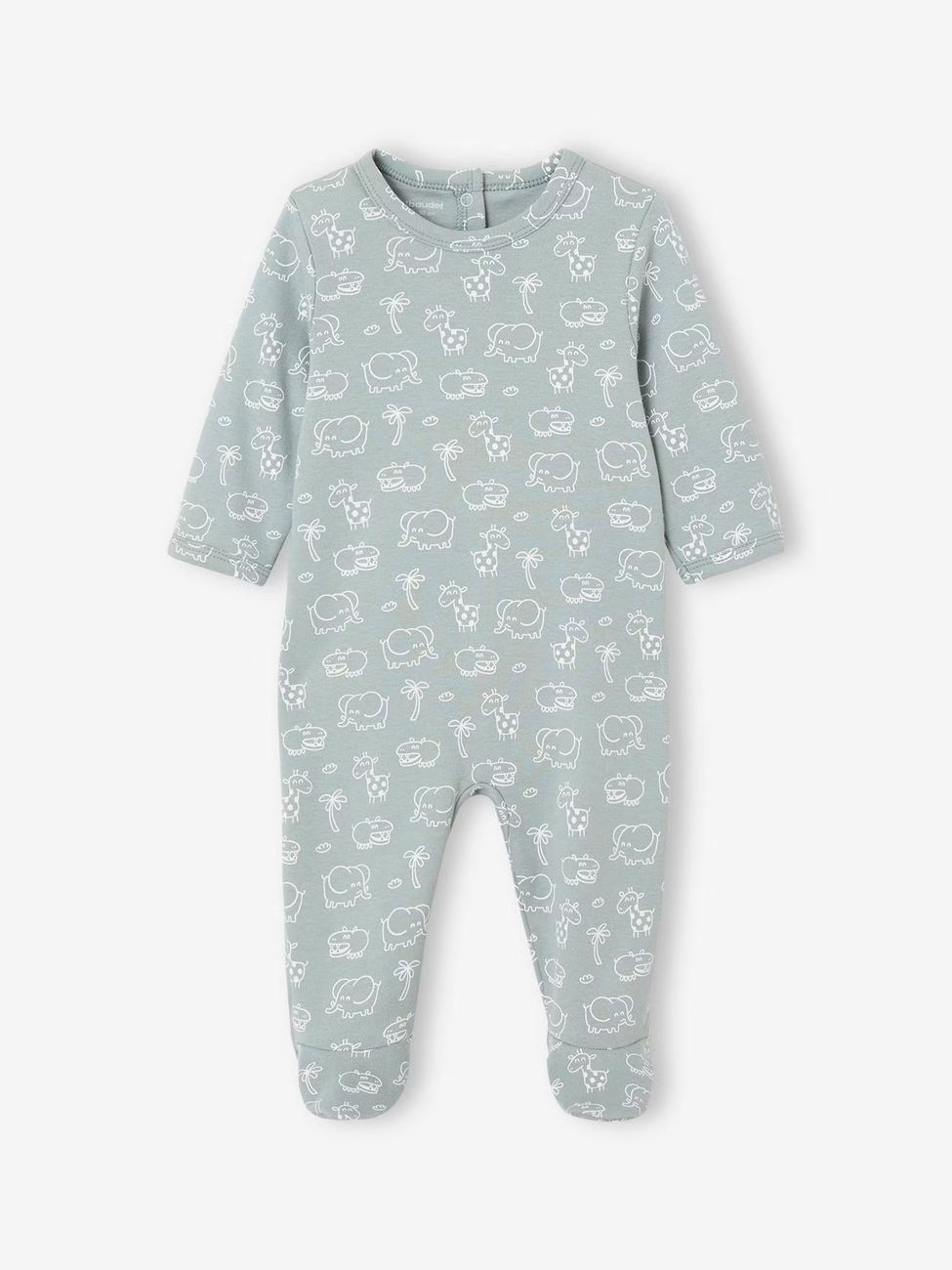 Lot de 3 pyjamas bébé mixtes en interlock BASICS bleu grisé (Vertbaudet) - Image 1