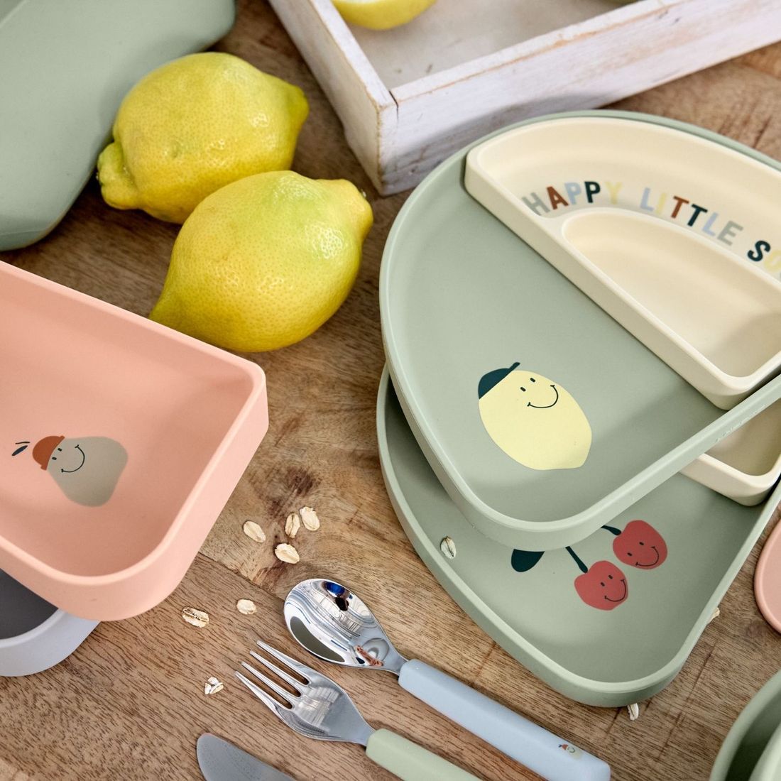 Assiette à compartiments en silicone Citron (Lassig) - Image 1