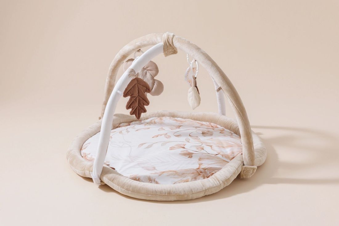 - Tapis d'éveil Boho Feuilles - Beige (Mon Lit Cabane) - Image 1
