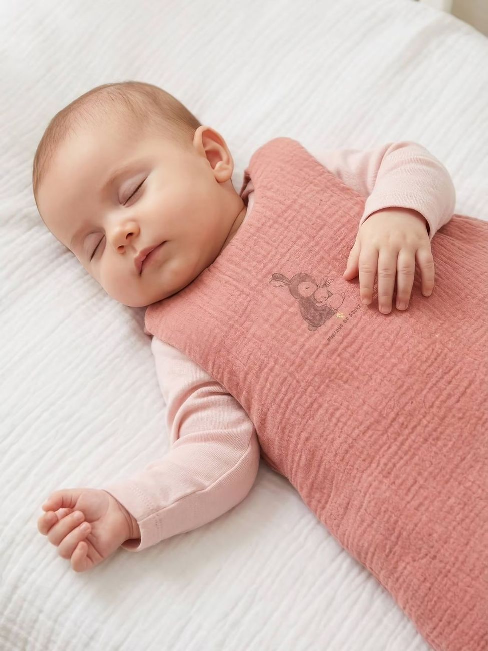 Gigoteuse en gaze de coton LAPIN vieux rose (Vertbaudet) - Couverture