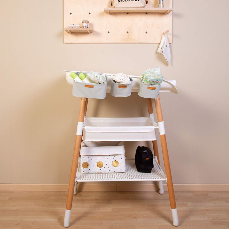 Lot de 3 paniers à suspendre table à langer Evolux gris clair (Childhome) - Image 6