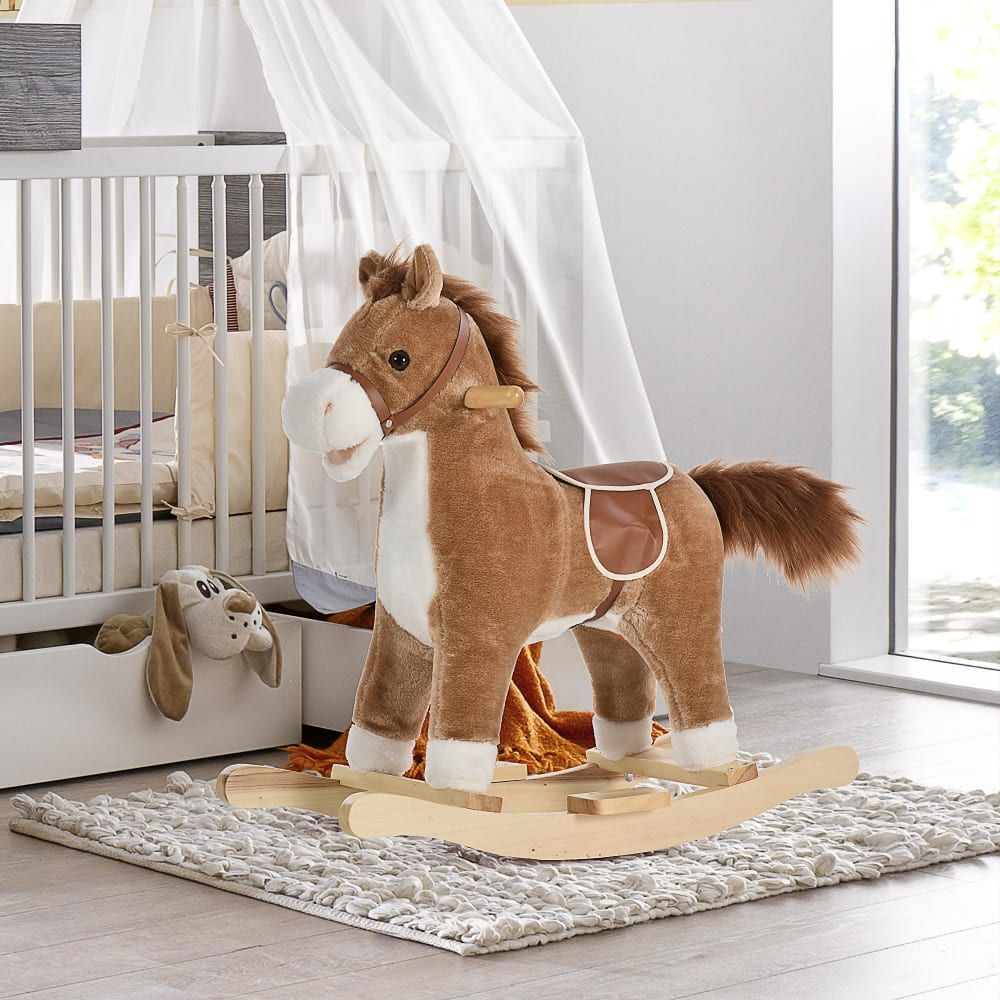 Cheval à bascule selle grand confort peluche courte douce brun (Homcom) - Image 2