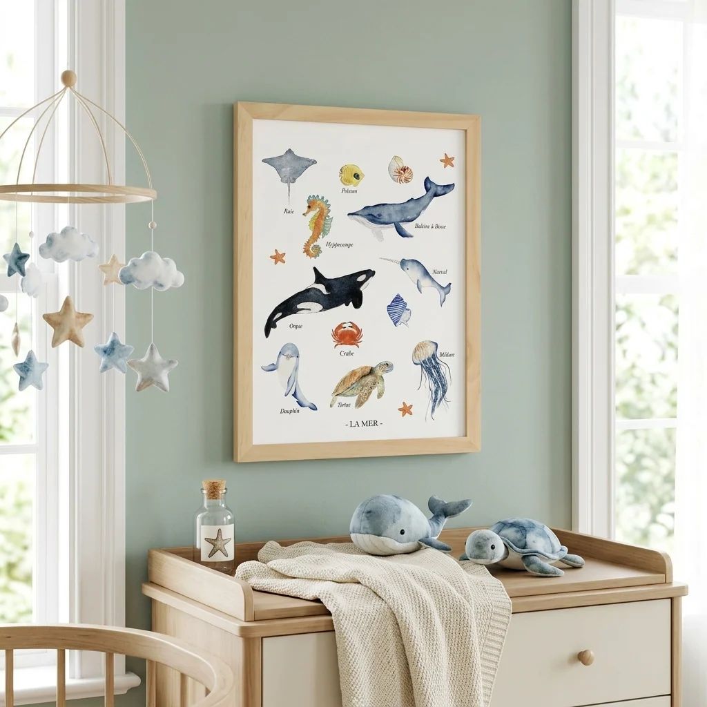 Affiche La Mer aquarelle, poster océan pour chambre bébé et enfant (Les Aquarelles de Marlène) - Image 2