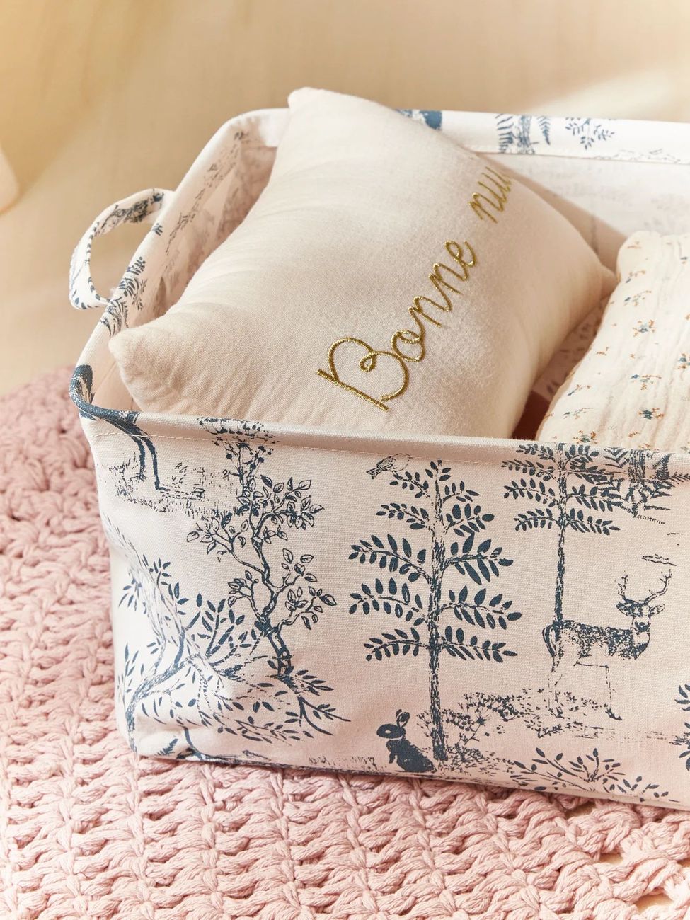 Bac de rangement rectangle esprit toile de Jouy (Cyrillus) - Image 2