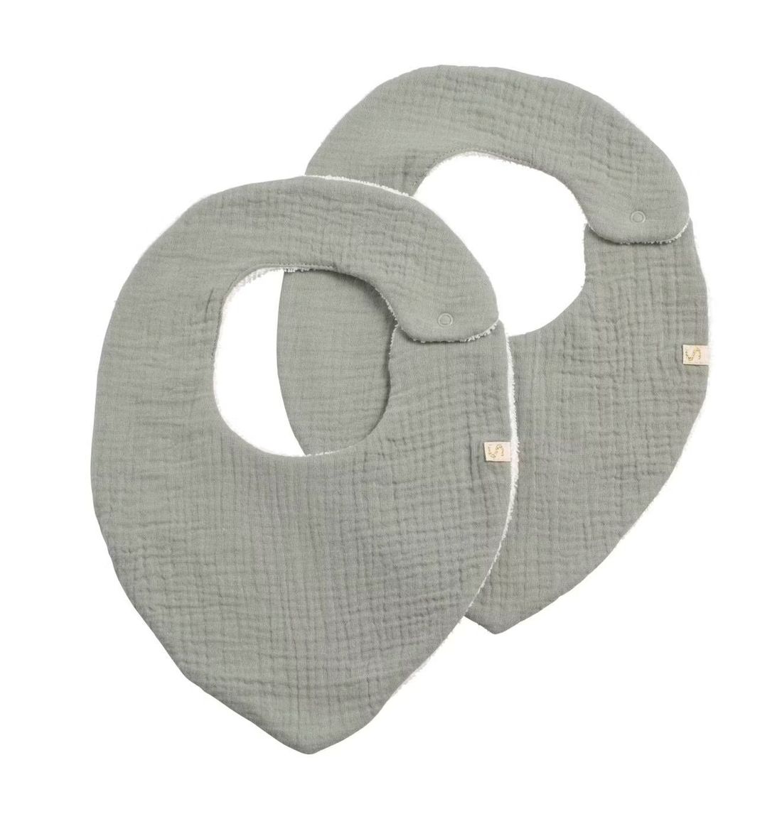 Lot De 2 Bavoirs En Gaze De Coton - Uni Vanilla Vert (Sauthon) - Couverture