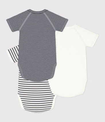 LOT DE 3 BODIES CROISÉS MANCHES COURTES RAYURES BÉBÉ EN COTON (Petit Bateau) - Image 1