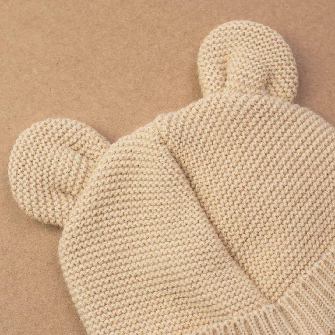 Bonnet de naissance Ours en maille Caramel (0-1 mois) (Trois Kilos Sept) - Image 5