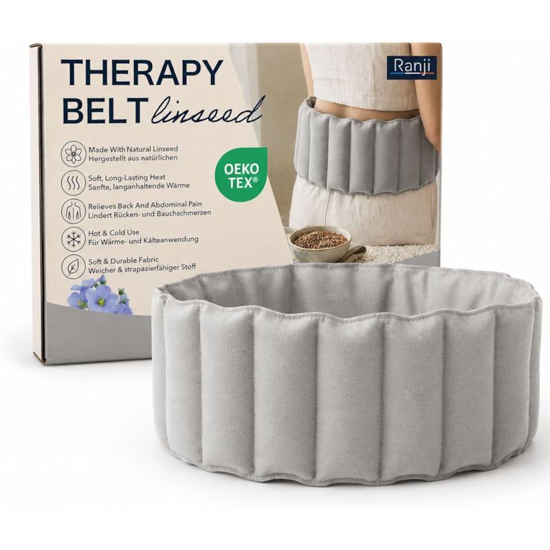 Ranji bouillotte ceinture micro-ondes graines de lin ajustable 102 x 17 cm gris (Ranji) - Couverture