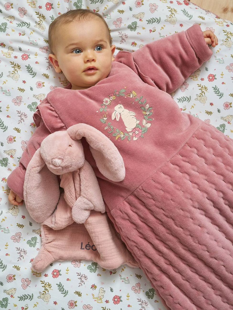Gigoteuse hiver manches longues amovibles LAPIN ENCHANTÉ vieux rose (Vertbaudet) - Couverture