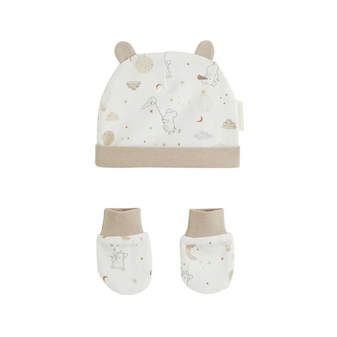 Bonnet Bébé Et Moufles Eliah Ecru (Petit Beguin) - Image 2