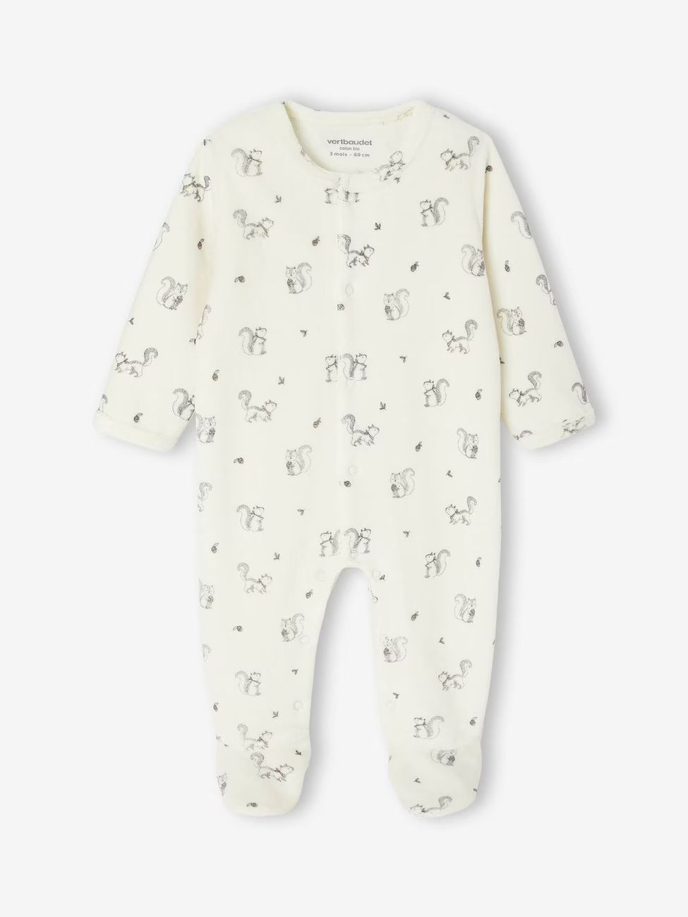 Lot de 2 pyjamas bébé naissance en velours beige (Vertbaudet) - Image 2