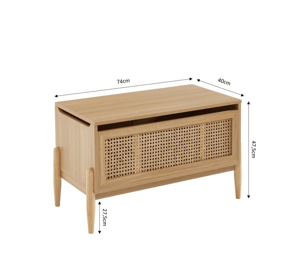 Coffre à jouet effet chêne et cannage rotin (Baita) - Image 3