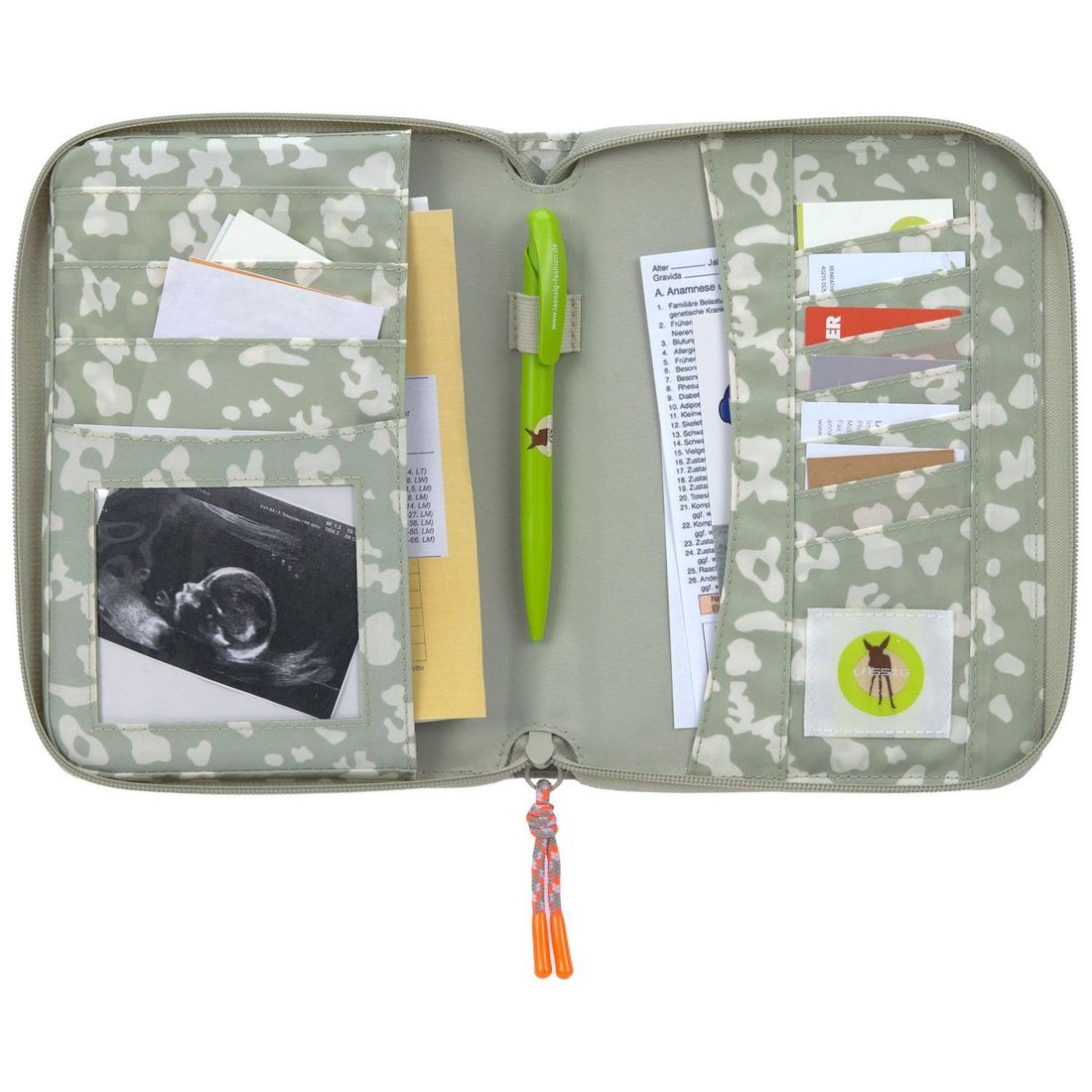 Protège carnet de santé Leo kaki clair (Lassig) - Image 1