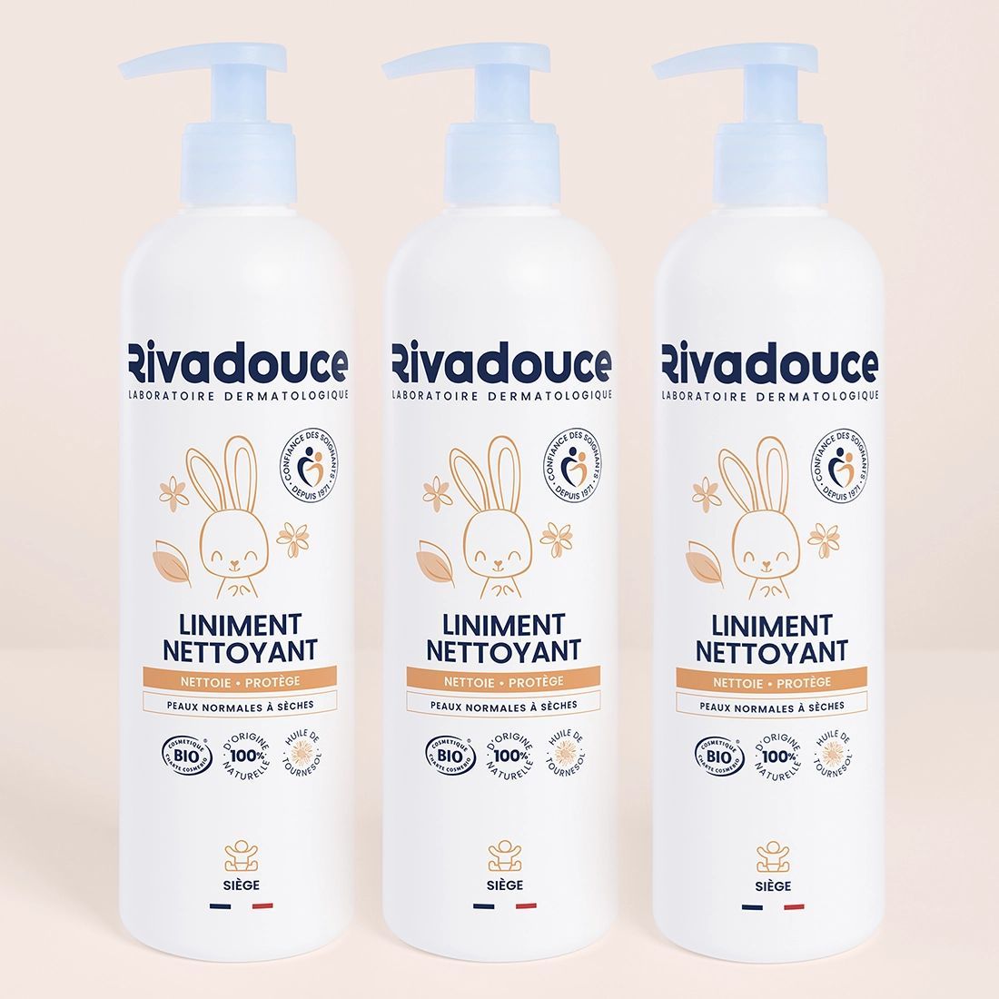 Lot De 3 Liniments Nettoyant Bébé 500ml - Change - Peaux sensibles - Certifié bio et 100% d'ingrédients naturels - Rivadouce (rivadouce) - Couverture