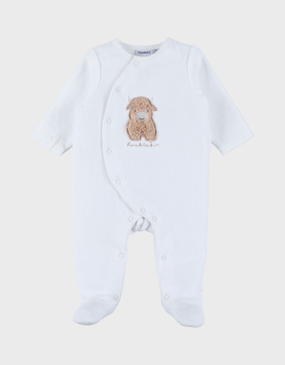 Pyjama en velours blanc brodé – Fluffy (Noukie's) - Image 1