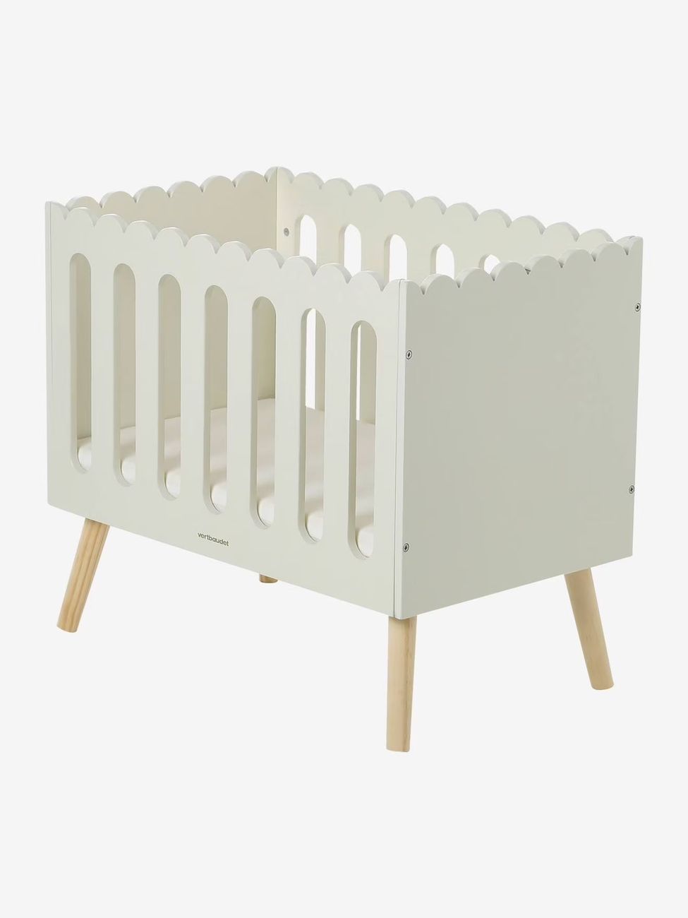 Lit poupon feston en bois FSC® blanc (Vertbaudet) - Image 1