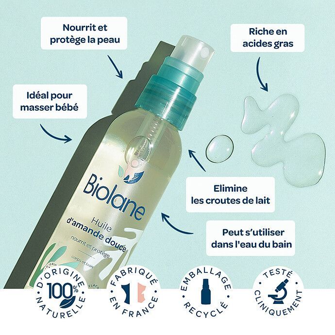 Huile d'Amande Douce - 75 ml (Biolane) - Image 4