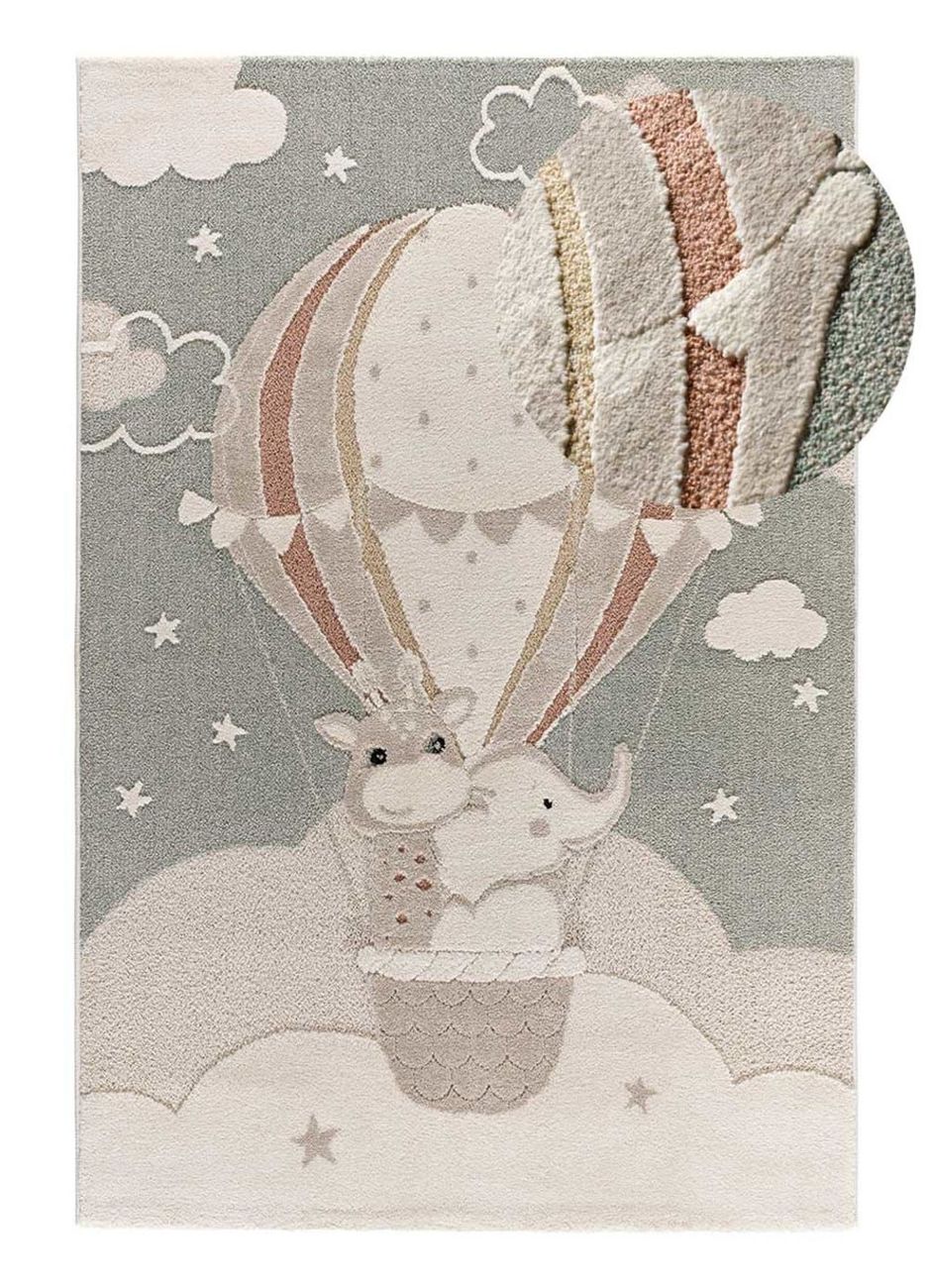 Tapis enfant animaux vert/gris, 120x170 cm (Atticgo) - Image 1