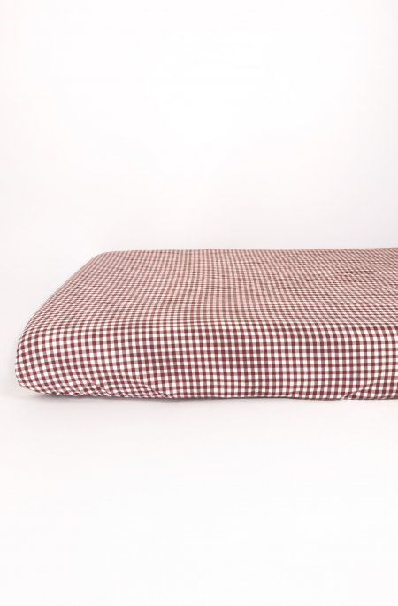 Drap housse bébé Percale Coton Bio Vichy Vichy Sienne Percale c (Kadolis) - Image 2