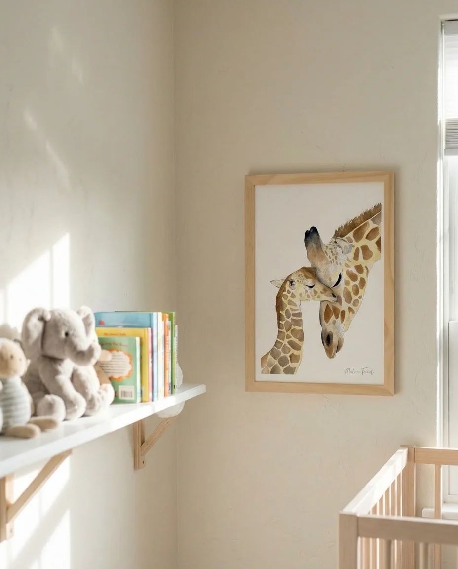 Affiche famille girafe aquarelle pour chambre bébé et enfant (Les Aquarelles de Marlène) - Image 7