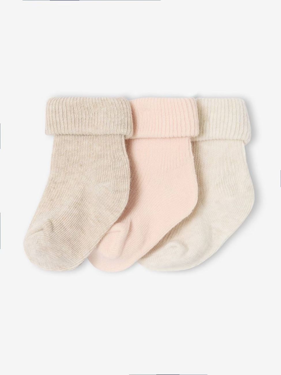 Lot de 3 paires de chaussettes bébé unies assorties (Vertbaudet) - Couverture