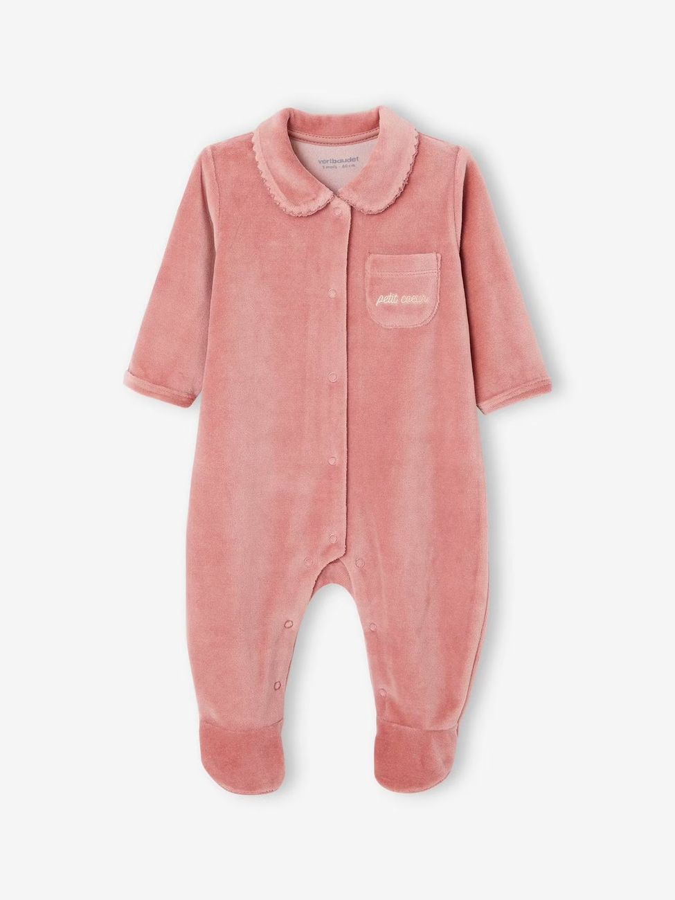 Lot de 2 pyjamas bébé fille en velours vieux rose (Vertbaudet) - Image 1