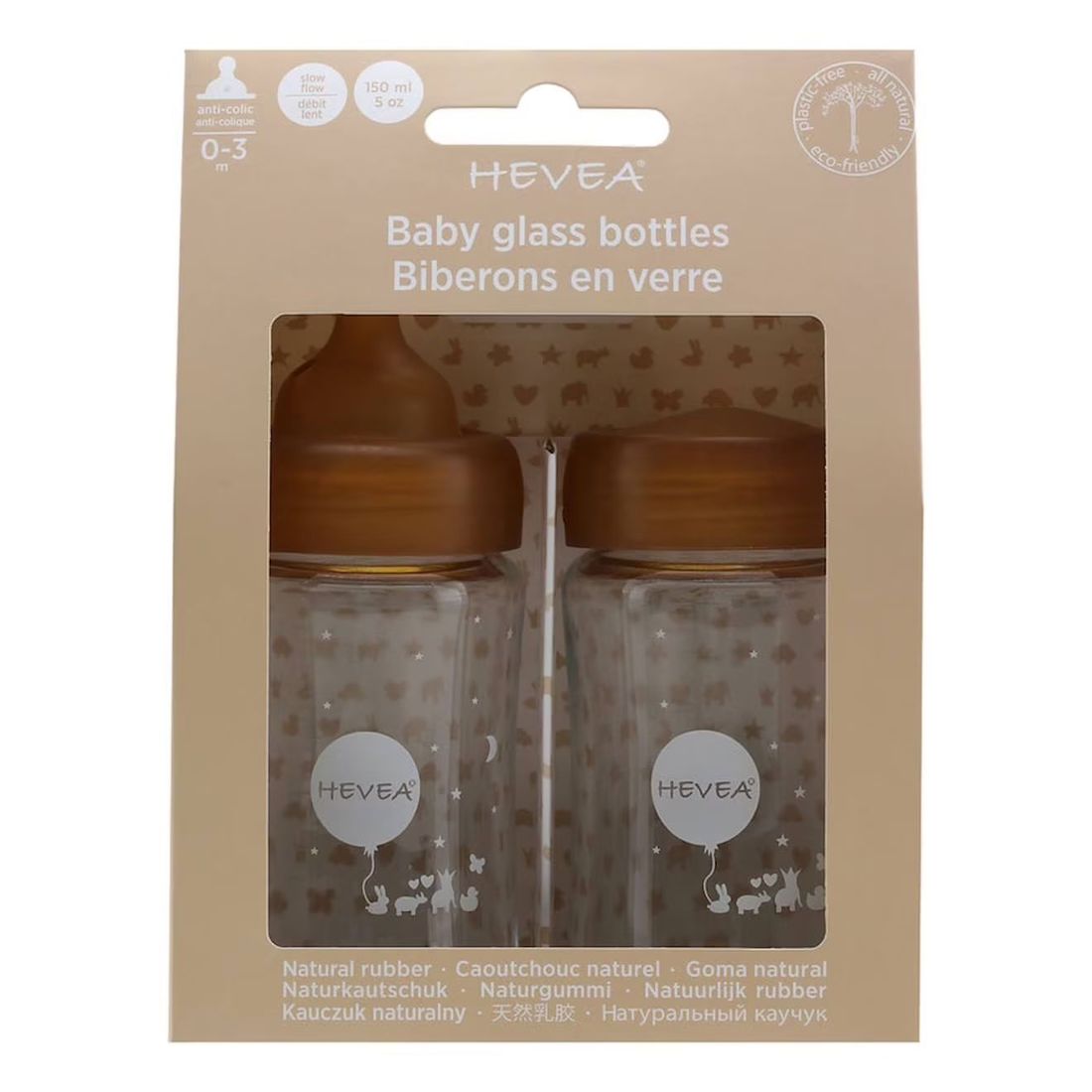 Lot De 2 Biberons En Verre Et Caoutchouc Naturel - 150 Ml Multi-coloured (Hevea) - Image 2