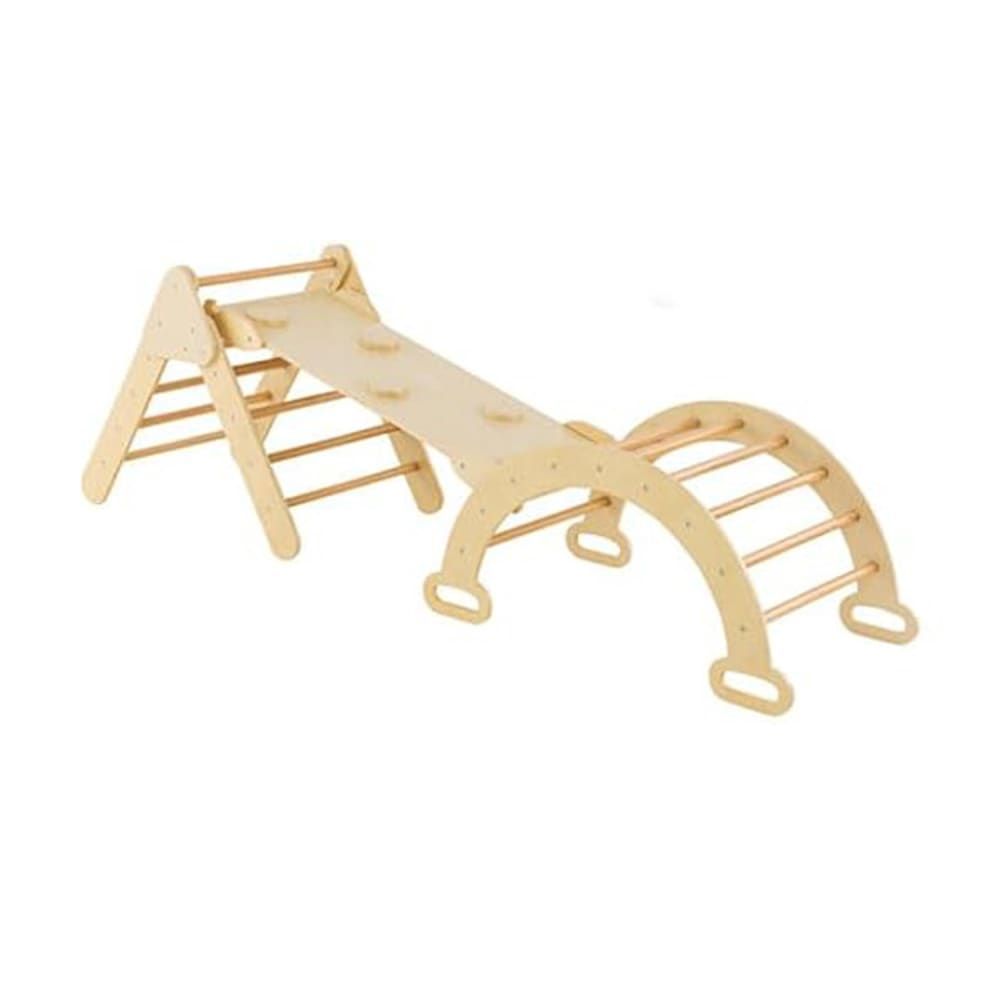 7 en 1 triangle arche montessori d'escalade naturel 98.5*40*7.5cm (Giantex) - Couverture