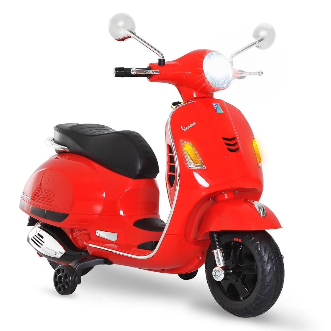 Scooter Moto Électrique Enfant Vespa 6v Musique Mp3 Port Usb Klaxon Phare Feu Ar Rouge (Homcom) - Couverture