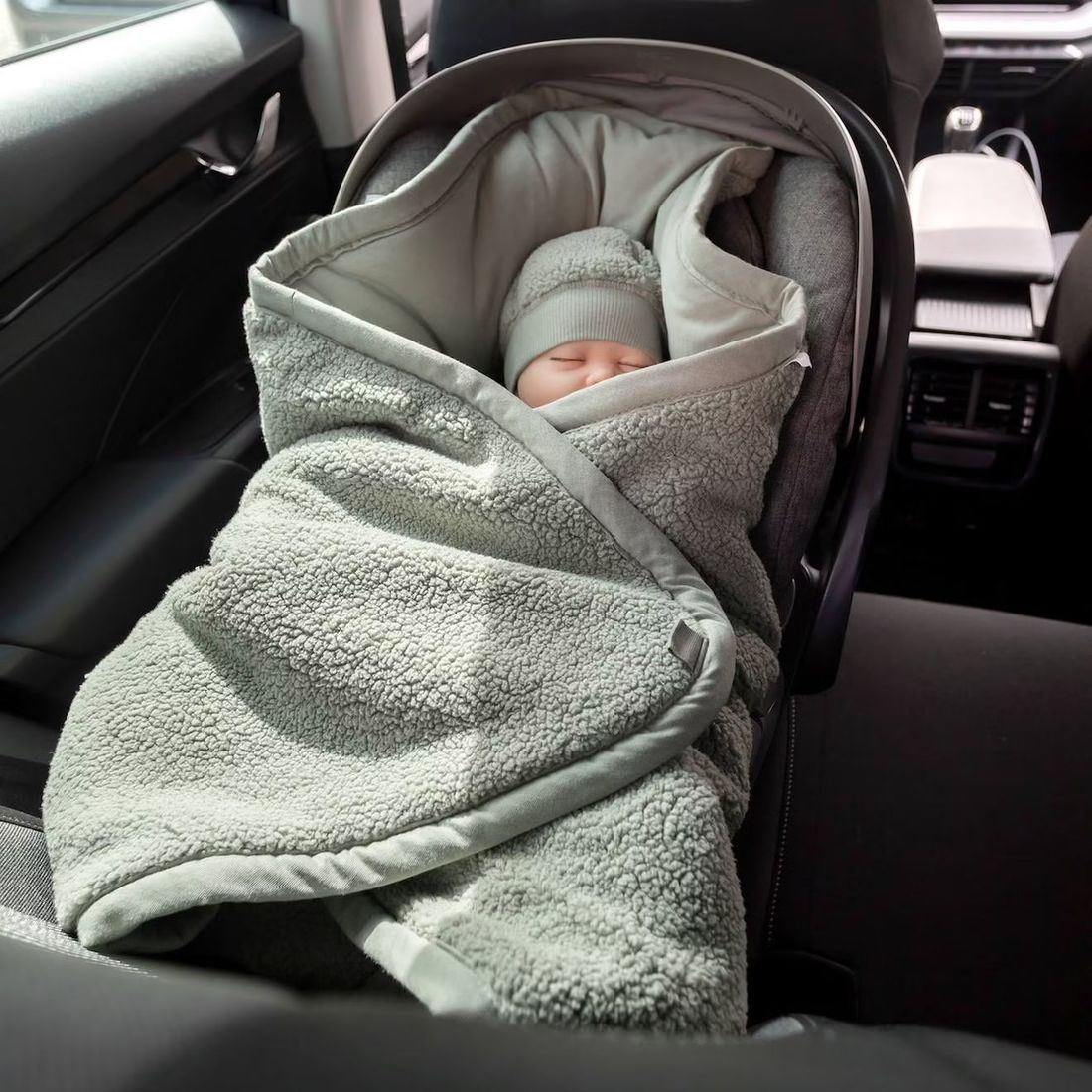 Nid D'ange Bébé Poussette Et Siège Auto Hiver - Teddy Chaud Kaki (Bemini) - Couverture