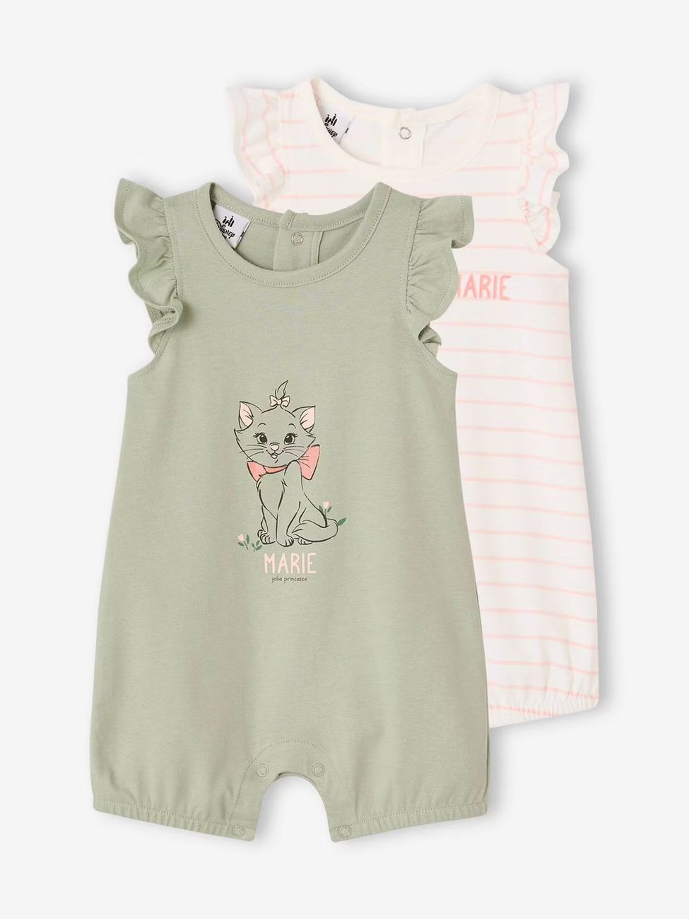 Lot de 2 Bodies Combinaisons bébé Disney Marie Les Aristochats vert d'eau (Disney Animals) - Couverture