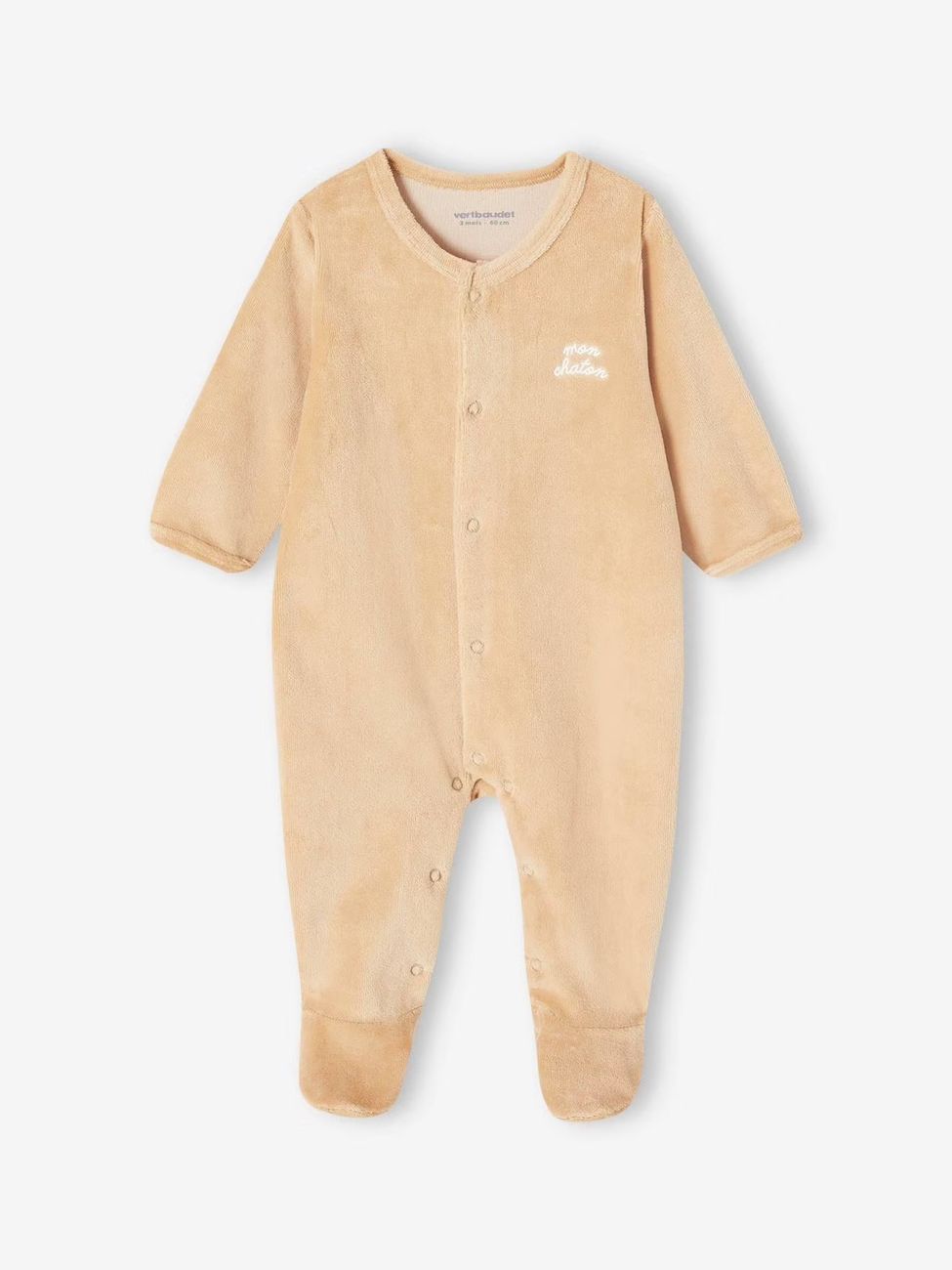 Lot de 3 pyjamas bébé mixte en velours ouverture naissance lot jaune d'or (Vertbaudet) - Image 1