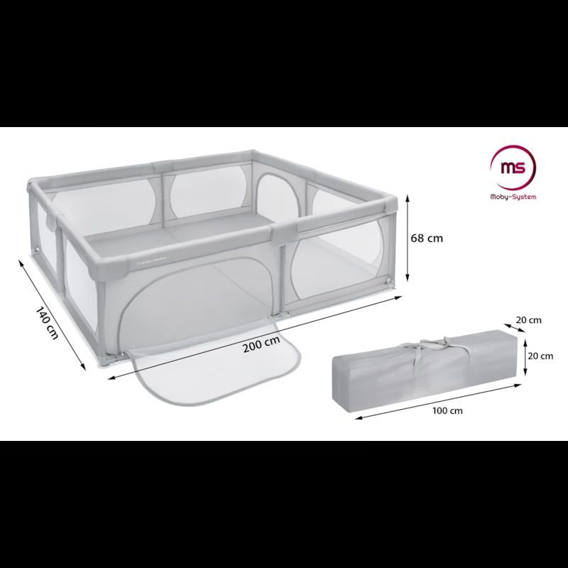 Grand parc pliable bébé 200x140 cm avec sac - aire de jeux sécurisée (Moby System) - Image 3