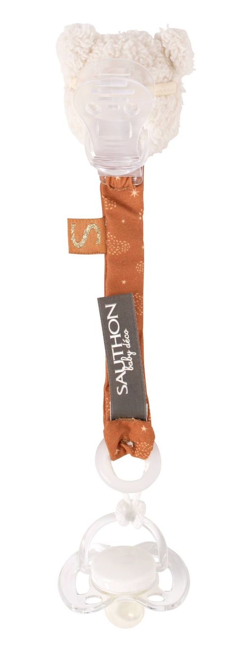 Attache-tétine Bébé - Orsino Blanc/marron (Sauthon) - Image 1