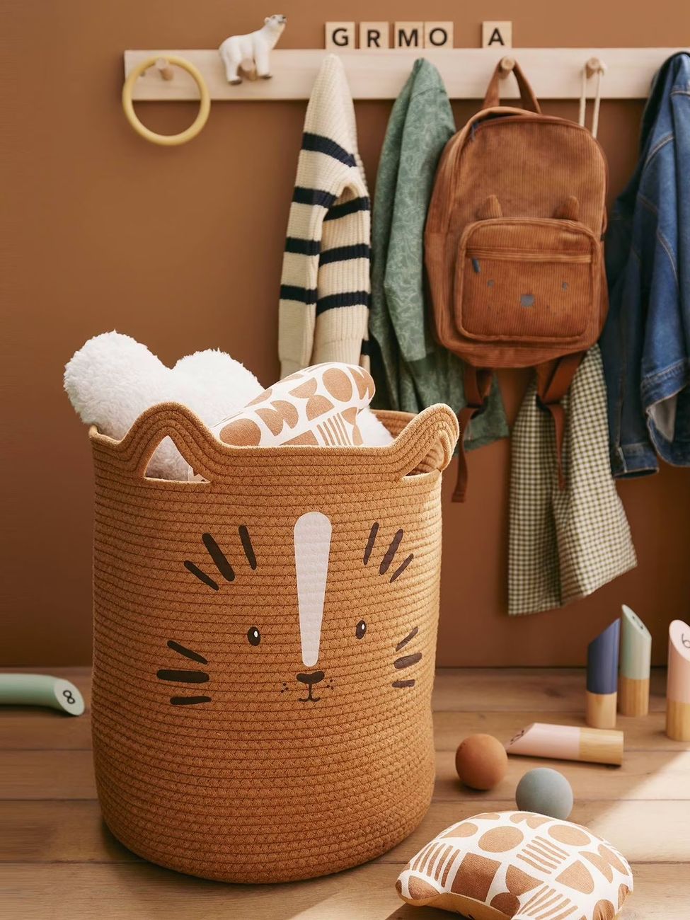 Panier de rangement XL en corde de coton Tigre caramel (Vertbaudet) - Couverture