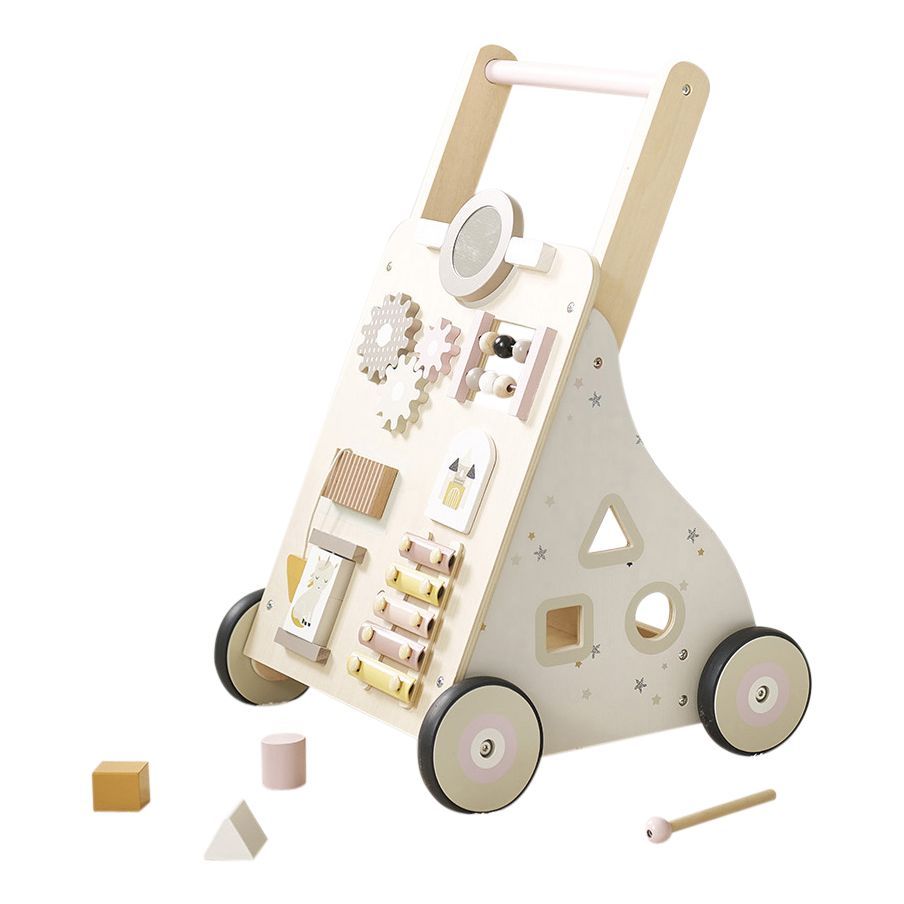 Petite Amélie | Chariot de marche en bois Lara | Trotteur bébé multi-activités | Montessori | Blanc et gris | Design solide et ludique (Petite Amélie) - Image 5
