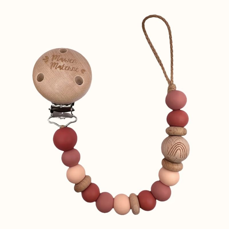 Attache tétine - arc en ciel rose (Mawen Materne) - Image 1