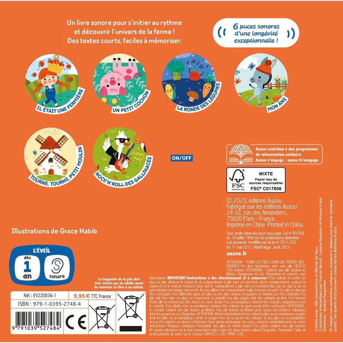 Livre Mes comptines de la ferme Mes premiers sonores (Auzou Editions) - Image 1