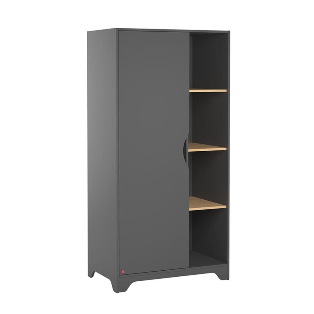 Armoire 1 porte leaf panneaux mélaminés gris (Vox) - Image 1