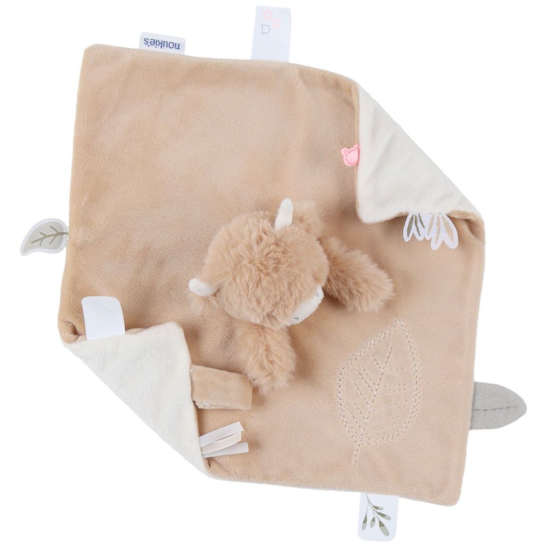 Doudou plat attache sucette Fluffy Cow (Noukie's) - Image 3