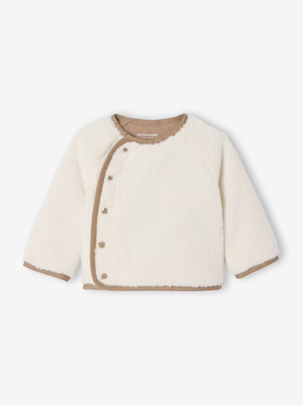 Pull naissance en sherpa boutonné devant écru (Vertbaudet) - Couverture